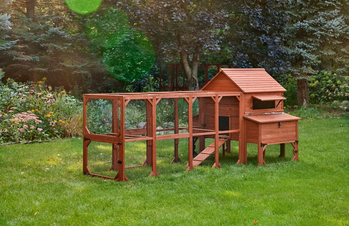 Rhode Island backyard chicken coop and spacious predator-resistant run enclosure