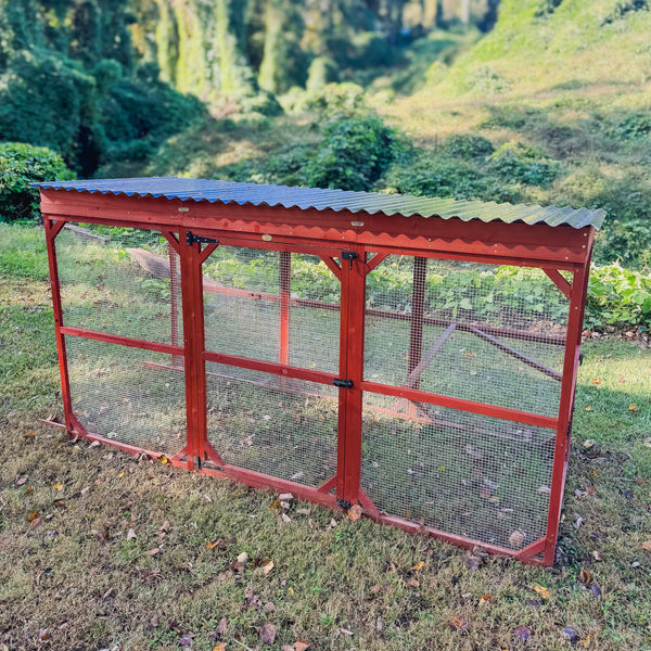 Chicken run roof extension kit, protects birds and bedding in outdoor enclosures