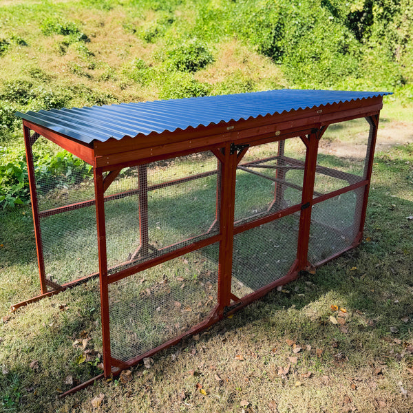 Chicken run roof extension kit, protects birds and bedding in outdoor enclosures