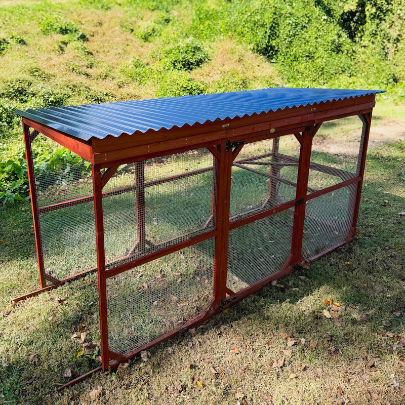 Chicken run roof extension kit, protects birds and bedding in outdoor enclosures