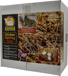 Chicken Nesting Pads with Aromatic Nest Herbs | Natural Excelsior Aspen Fiber Poultry Bedding | 13 x 13 Inches | Pack of 10