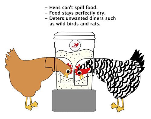 20lb BPA-Free Chicken Feeder with Large Ports - Includes Lid, Anti-Roost Cone, Ports, Rain Hoods