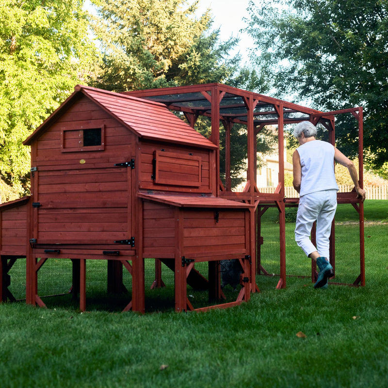 Chicken Coop for 10 Chickens – Rhode Island Homestead Coop with Run Extension