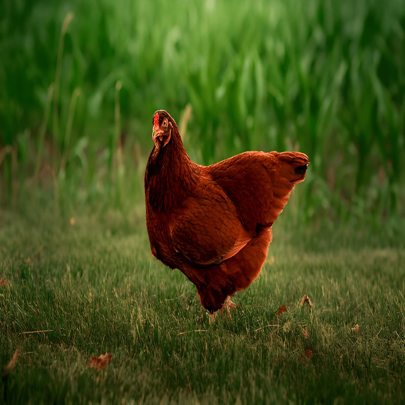 Buckeye Chicken, featuring a robust build, friendly temperament, and excellent foraging abilities, ideal for backyard flocks and small farms due to its adaptability and gentle nature.