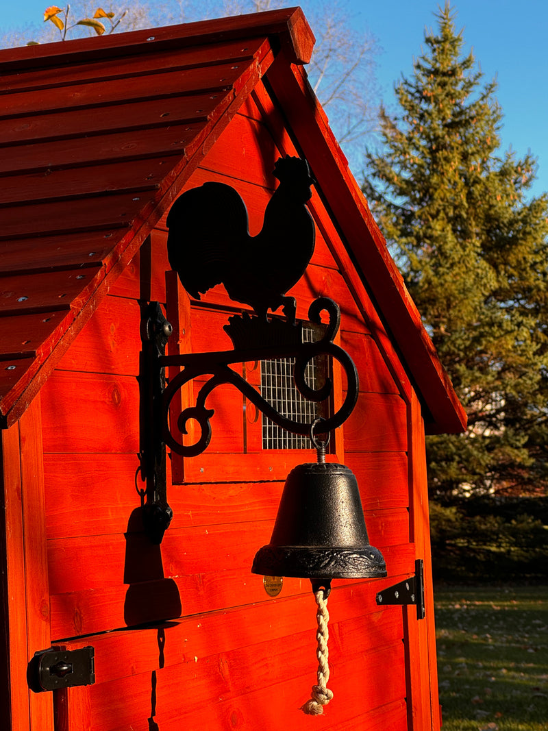 Chicken Ringing Bell Cast Iron Rooster Bell for Chicken Coops, Homes and Gardens