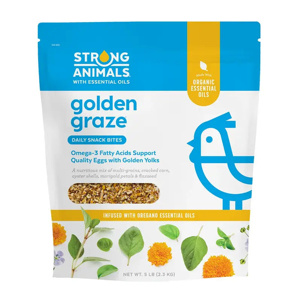Golden Graze Snack Bites for chickens, natural treat packed with herbs and nutrients