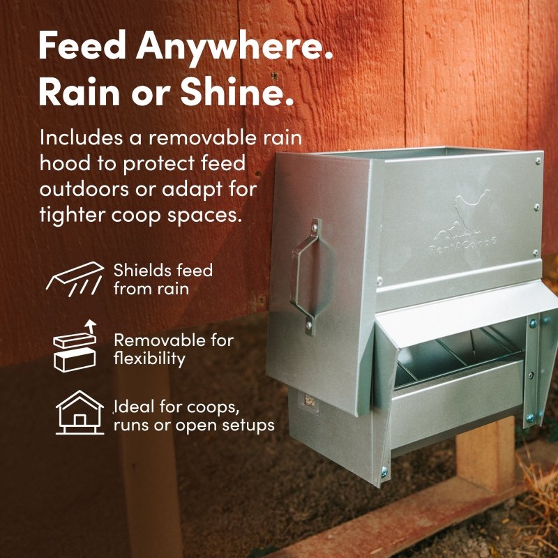 RentACoop Metal Trough Feeder with Lid - 10lb Capacity