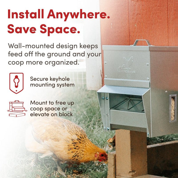 RentACoop Metal Trough Feeder with Lid - 10lb Capacity