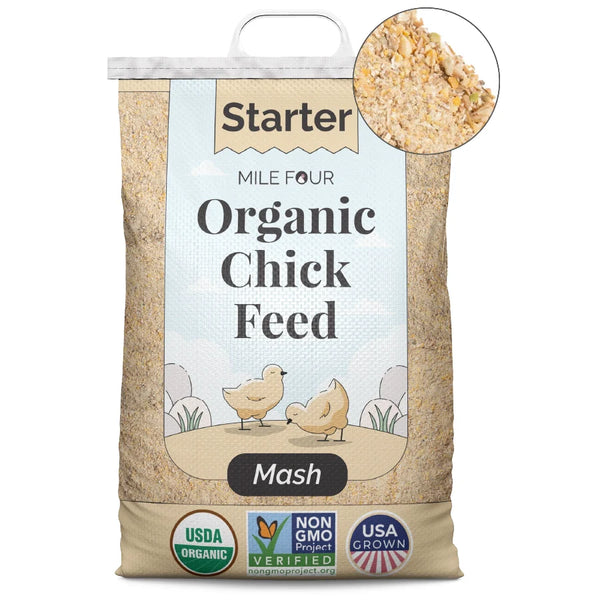 Organic Chicken Feed – Starter Chicken Puree, Non-GMO, USA Grown, 21% Protein, No Corn, No Soy, Non-Medicated Chicken Feed, 22 lbs