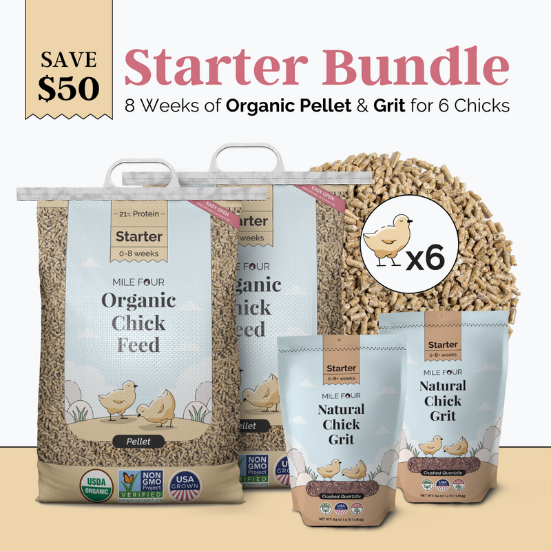 Keep it easy on you and your new baby chicks. Thix bundle includes everything 6 baby starter chicks need from day 1 till week 8 when they move to grower feed.