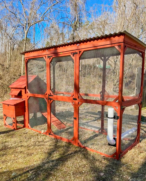 The Orpington Lodge is an awesome coop for your flock and comes with the option of a standard 4ft tall run or a 6ft tall walk-in run. 