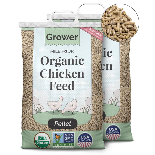 Organic Chicken Feed – Farm Pellets, Non-GMO, USA Grown, 18% Protein, No Corn, No Soy, No Drugs, Good for Chicken, 2 lb Sample