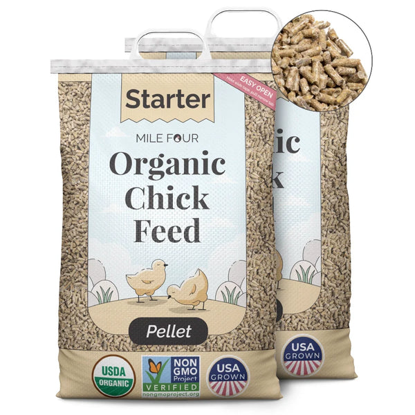 Organic Chicken Feed – Starter Chick Whole Grain, Non-GMO, USA Grown, 21% Protein, Corn-Free, Soy-Free, Non-Medicated Chick Feed, 23 lbs