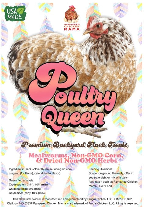 Poultry Queen Mealworm, Non - Gmo Corn, Non - Gmo Flax, & Herb Treat For Pet Chickens