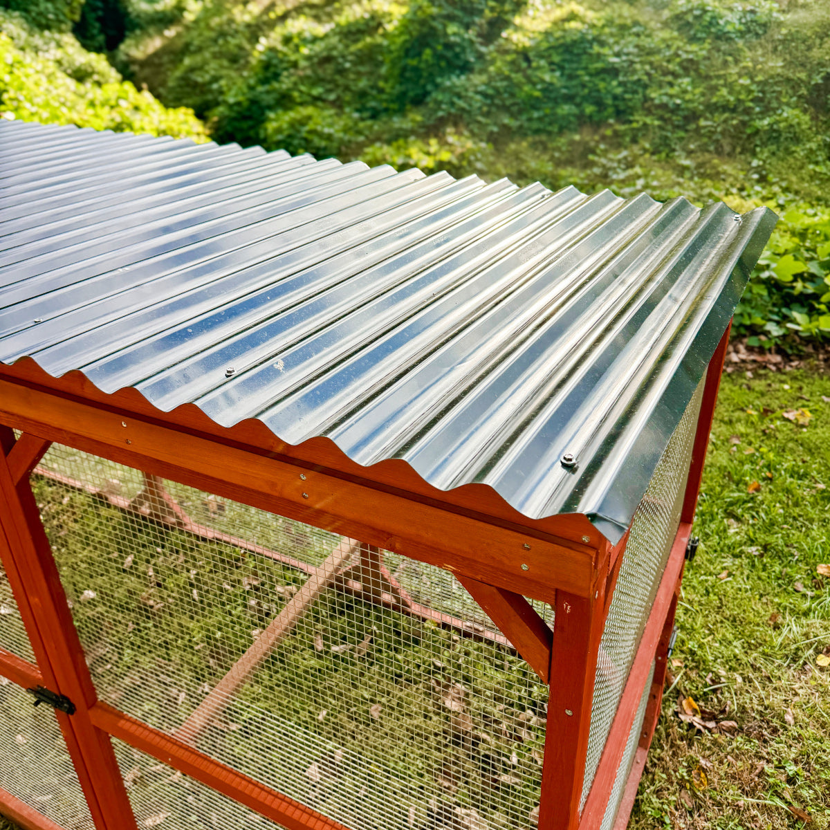 Durable roof extension for chicken run, easy-to-install cover for added shelter