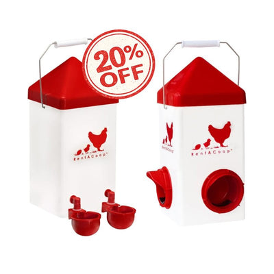 Chick2Chicken 5lb 2-Port Chicken Feeder and 1-Gal Small Cage Waterer Set