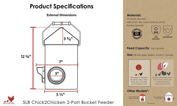 5lb Chick2Chicken BPA-Free 2-Port Chicken Feeder