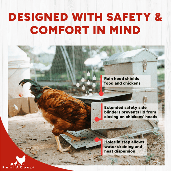 40lb Automatic Metal Treadle Chicken Feeder - Outdoor Use, Rainproof