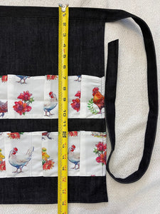 Navy Denim Egg Apron with Chicken Print Pockets - 14 Pockets Hand Sewn –  The Chicken Coop Company
